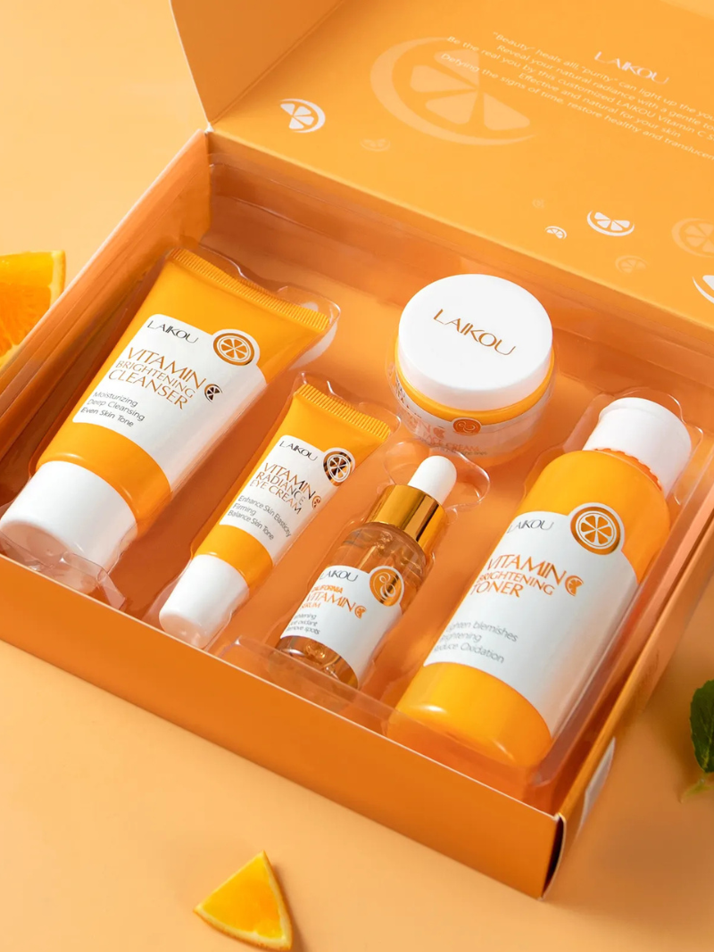 LAIKOU Vitamin C Skin Care Set – 5-Piece Moisturizing Facial Kit with Serum, Eye Cream & Anti-Aging Formula for Brighter, Smoother Skin